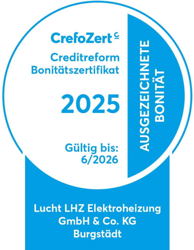 Crefozert 2025 für ausgezeichnete Bonität für Lucht LHZ: Hersteller Elektroheizung